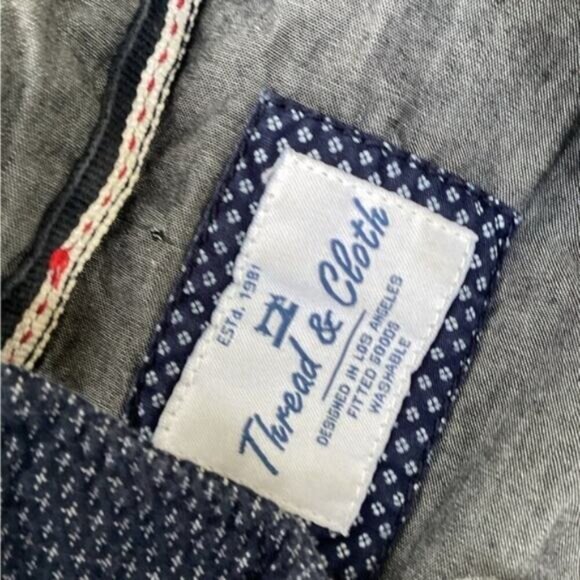 TROPICAL Y2K BOHO INDIE Men's Thread and Cloth Blue Dress Button Up Shirt Medium - Picture 4 of 5